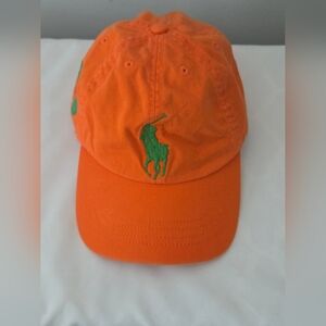 Ralph Lauren Boys Orange Cap with Green Pony Logo